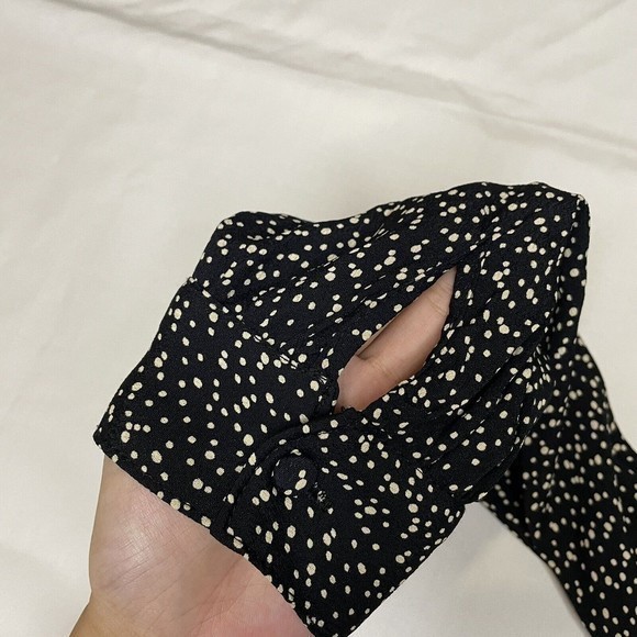 Flynn Skye Leah Mini Dress Size Small Black‎ w/ Crème Polka Dot Spotted Keyhole - Picture 10 of 12